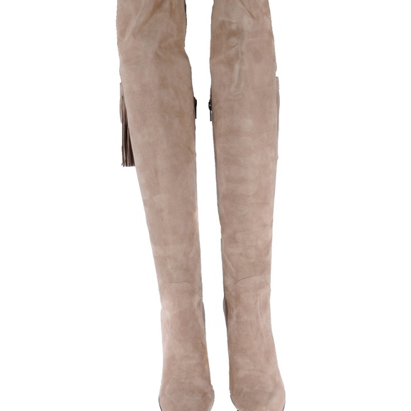 Le Pepe Suede Beige Over the knee Boots with Tasse - Picture 2 of 4
